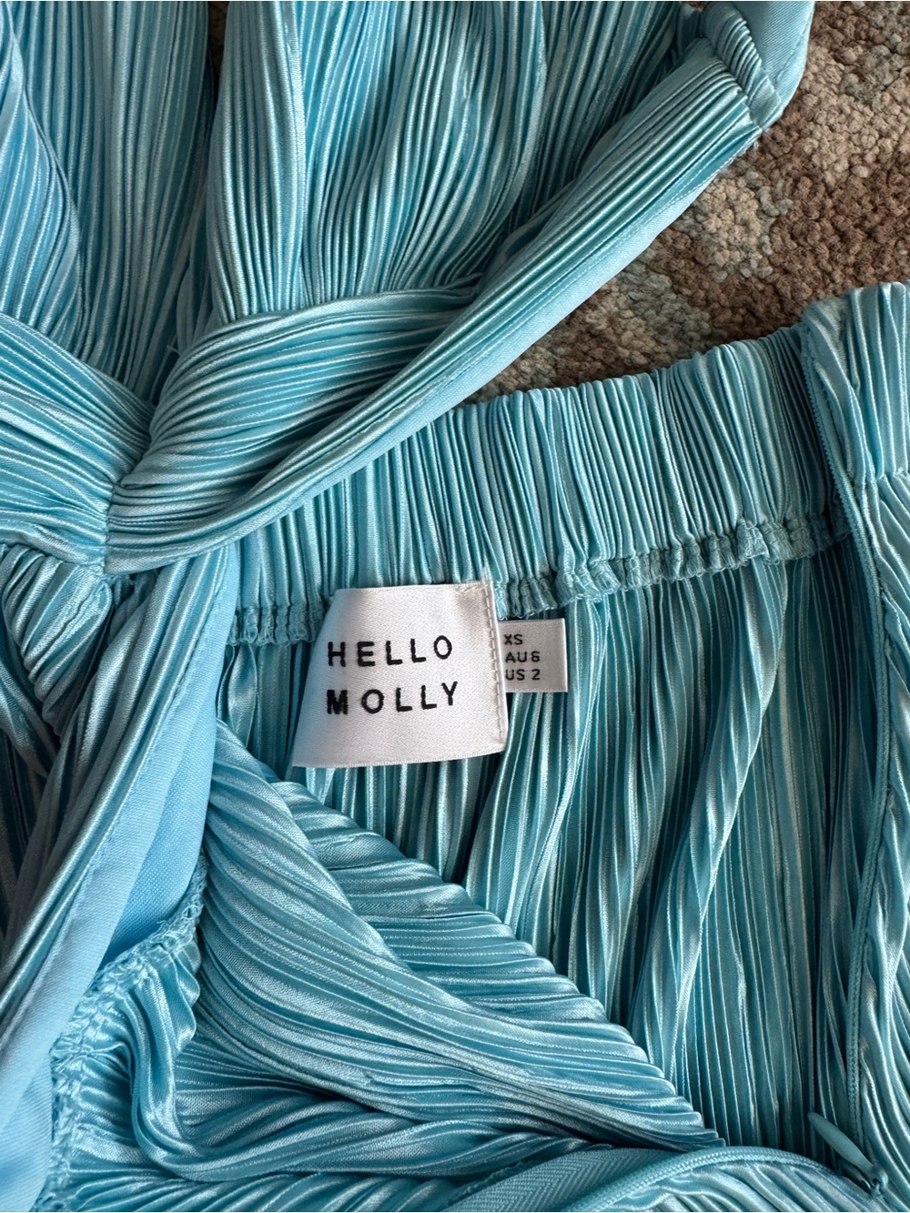 Hello Molly Trust Your Love Maxi Dress Baby Blue Sheen Frill Cut Out Open Back 2 - Picture 7 of 7